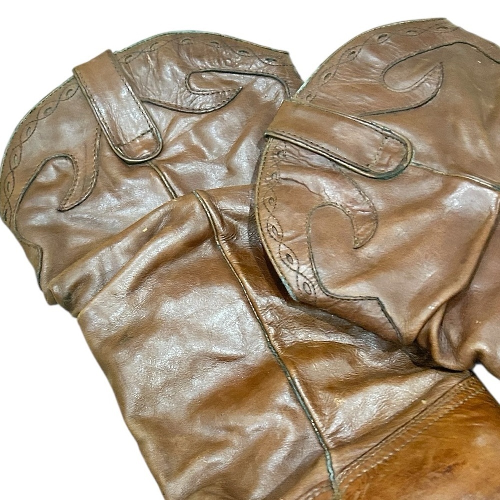 Steve Madden Brown Heeled leather Boots Western Flair slouchy Saddle size 9.5 - Picture 3 of 11
